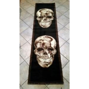 Alfombra Con Diseño De Calavera, Color Marrón Y Negro.