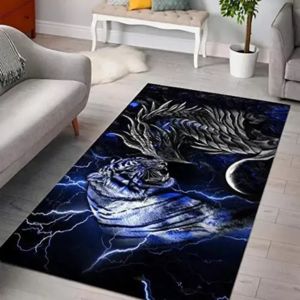 Alfombra Rectangular De Dragón Azul Y Tigre, Para Sala De Es