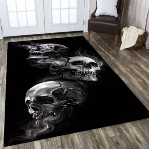 Alfombras Negras Para Sala De Estar, Diseño De Calaveras