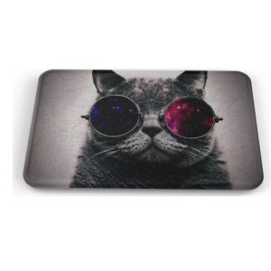 Tapete Gato Gris Lentes Universo Baño Lavable 50x80cm