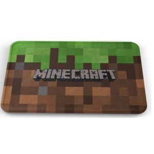 Tapete Minecraft Portada Cubo De Tierra Baño Lavable 40x60cm