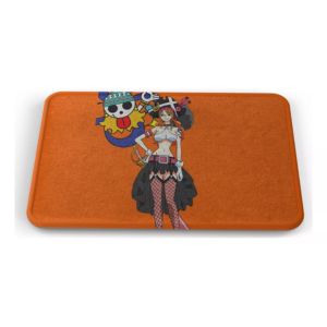 Tapete One Piece Nami Fondo Naranja Baño Lavable 50x80cm