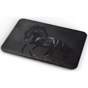 Tapete Pura Sangre Caballo Negro Salto Baño Lavable 40x60cm