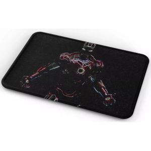 Tapete Iron Man Armadura Fondo Negro Baño Lavable 40x60cm